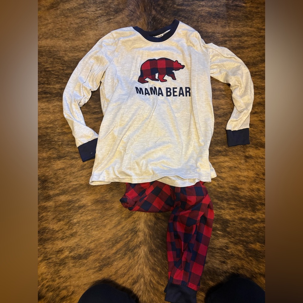 Mama Bear Pajamas - Red and blue